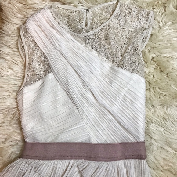 BCBGMaxAzria Jaya Pleated Sleeveless Cream Dress - Picture 4 of 5